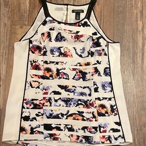 White House Black Market Abstract Print Top